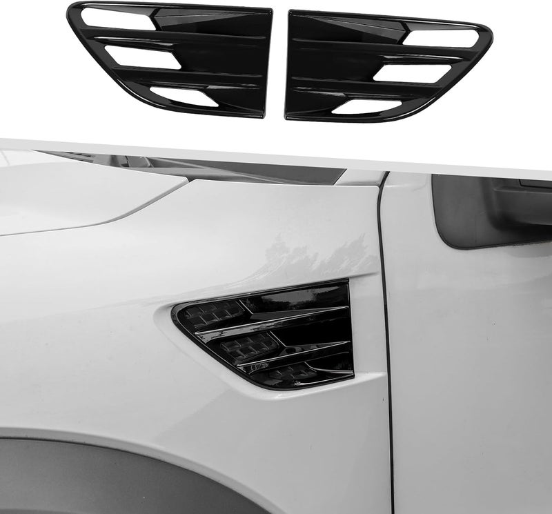 Jimen Fit for Ford F-150 SVT Raptor 2009-2014, 2PCS Car Side Fender Vent Cover Trim (Black) - Image 1